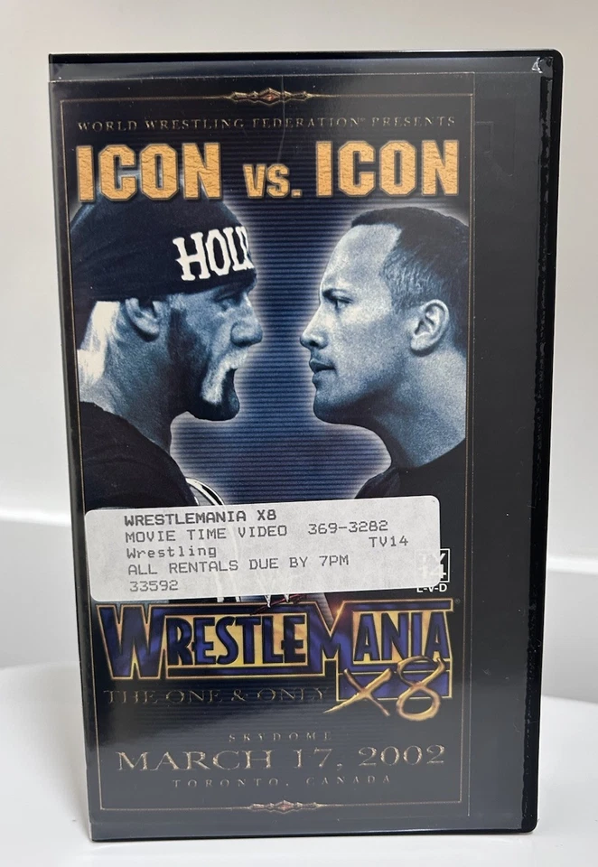 WWF Wrestlemania X8 18 2002 WWE Wrestling VHS Tape Rock Hulk Hogan HTF OOP Rare - Image 1 of 4