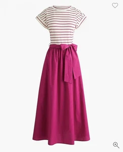 NWT J. Crew Button-shoulder tie-waist knit mixy dress Sz medium Berry MSRP:$110 - Picture 1 of 7