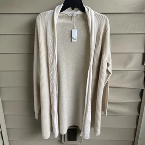 Raffi Womens Cashmere Open Front Cable Knit Cardigan Sweater Size XL Clean Girl - Picture 1 of 9