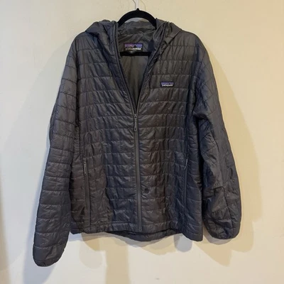 PATAGONIA NANO PUFF HOODY Hombre Cremallera Completa Puffer Chaqueta Grande Gris Forja Foto 1 de 4