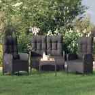 NNEVL 4 Piece Garden Dining Set with Cushions Black Poly Rattan