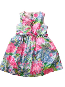 GIRLS 7 LILLY PULITZER dress multi color lined back zipper sleeveless party - Picture 1 of 4