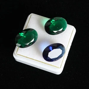 12 Ct./3 Pcs Oval Cut Green Emerald & Blue Sapphire Loose Gemstones Lot -2 - Picture 1 of 5