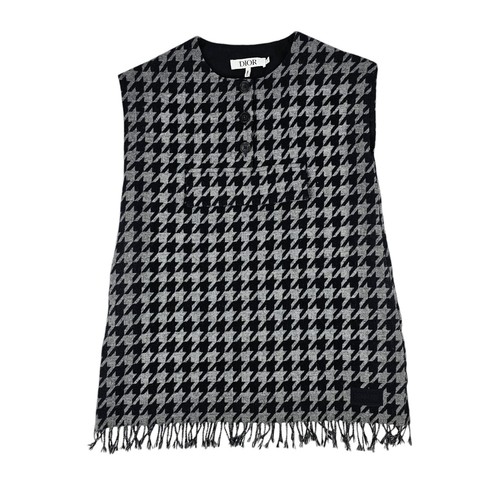 Abito smanicato Christian Dior bambina nero grigio lana pied de poule età 8 anni