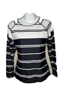 Athleta gestreiftes Shirt Langarm schwarz weiß Damen Größe Small Nylon sportlich - Bild 1 von 6