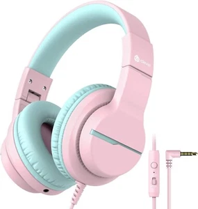 iClever HS19 Niños Auriculares con Micrófono Sobre la Oreja Seguro Volumen Plegable Rosa - Imagen 1 de 7