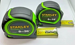 Stanley Hi-Vis 5m 16ft + 8m 26ft Tylon Tape Measure Green STA130602HG XMS21TAPE5 - Picture 1 of 4