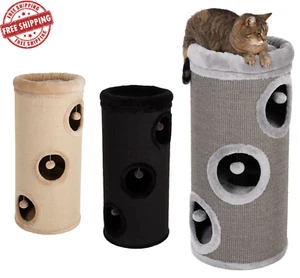 Cat Kitten SCRATCHING BARREL 85cm Scratcher Post Tree Activity Centre Tower Den - Picture 1 of 38