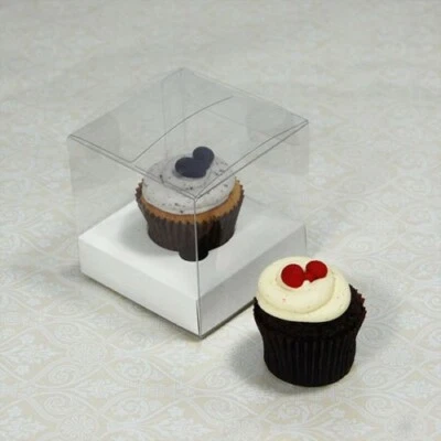 2 x 7cm PVC Box + Cup Cake Insert Holder Gift Birthday School Function Event - Image 1 of 4