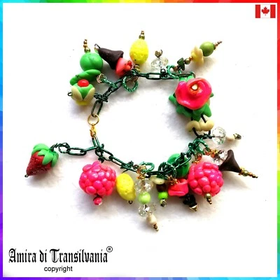 Pulsera Cadena Dije de la Suerte Joyería Mujer Elegante Lujo Moda Verano Fruta Foto 1 de 4