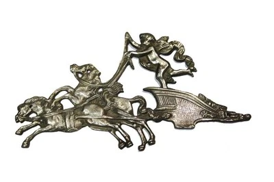 Precioso mueble antiguo bronce níquel carruaje ángel y caballos parte 14 x 26 cm Foto 1 de 2