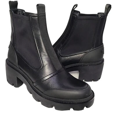 TORY BURCH  BOOTS CHELSEA LUG-SOLE Platform Ankle Black Leather US 10 $428 new - Image 1 of 4