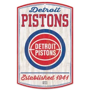 DETROIT PISTONS RETRO LOGO WOOD SIGN 11"X17" NBA LICENSED - Picture 1 of 1