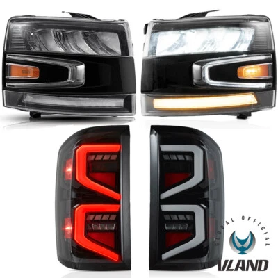 2 juegos de faros LED + luces traseras para Chevrolet Silverado1500 2500 3500HD 2007-13 Foto 1 de 4