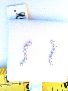 10K White Gold Natural Diamond Geometric Drop Dangle Earrings (ED) - Picture 1 of 8