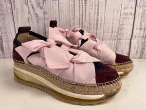 Free People Chapmin Espadrille Sneakers Ribbons Pink Gravel Womens | Size 37/7 - Picture 1 of 6