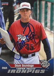 Dave Brundage 2015 Lehigh Valley IronPigs Signed Card