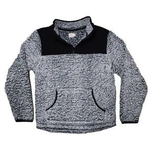 Girls XXL Husky Fleece Sherpa Wonder Nation Pullover Gray & Black 1/4 Zip - Picture 1 of 11