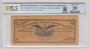 Mexico Rev / La Tesoreria De La Fed. P#S643 M1086 1914 25 Centavos PCGS VF20 - Picture 1 of 2