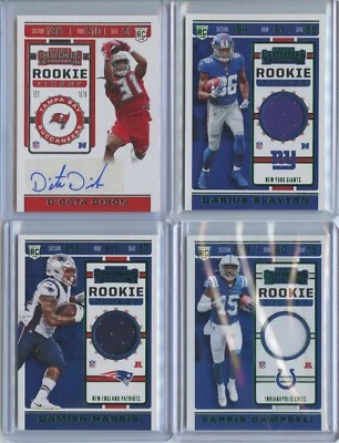 2019 Panini Contenders 4 Card Lot Inc. Dixon Autograph, Slayton Jersey, Harris - Image 1 of 2