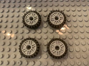 New LEGO 4 Tires Offset Tread 61254 And Wheels 13971 Grey Gray - Picture 1 of 2