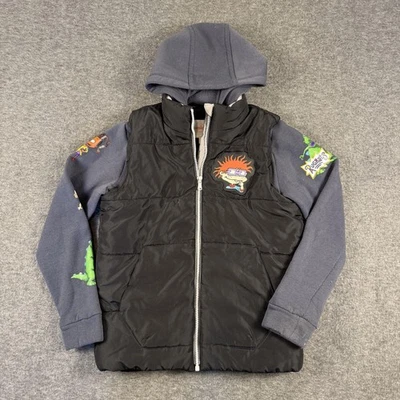 Nickelodeon Rugrats Jacket Youth 10/12 Black Blue Hooded Vest Chuckie Angelica - Image 1 of 4