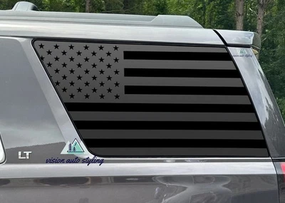 Chevy Tahoe GMC Yukon 2015-2020 precortado cuarto ventana bandera americana calcomanía negra Foto 1 de 4