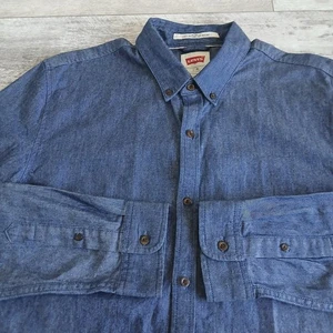 Levis Herren Modern Fit Blau Button Down Langarm Freizeit Hemd Denim Chambray - Bild 1 von 11
