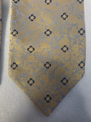Corbata de diseñador Italo Ferrelli para hombre hecha a mano Italia 100 % seda amarillo/dorado  Foto 1 de 4