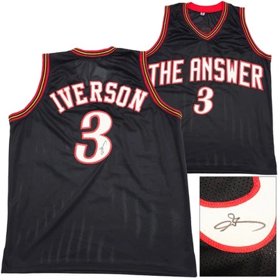 Philadelphia 76ers Allen Iverson Autographed Signed Black Jersey Beckett Wit - Image 1 of 4
