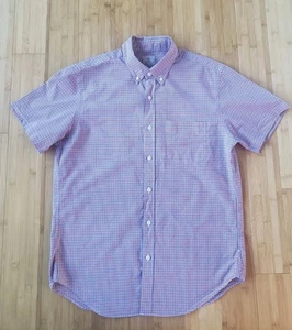 J.Crew 2-lagiges Baumwollhemd mit Knopfleiste rot blau kariert Herren M (15-151/2) gebraucht, in einwandfreiem Zustand - Bild 1 von 6