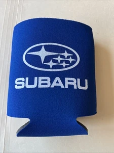 SUBARU FOAM CAN BOTTLE HOLDER KOOZIE COOZIE COOZY BLUE LOGO AUTO CAR - Picture 1 of 3