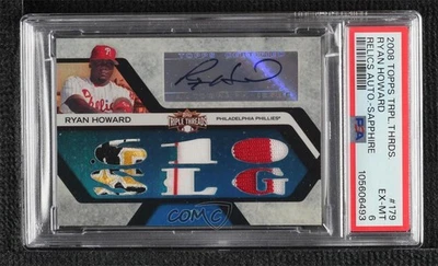 Topps Triple Threads Relics Sapphire 2008/3 Ryan Howard #TTAR-179 PSA 6 automático Foto 1 de 2