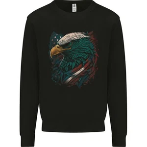 Artistic American Bald Eagle in Stars & Stripes Kids Sweatshirt Jumper - Picture 1 of 3