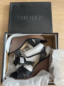Forever 21 Black Wedge Sandals - Picture 1 of 6