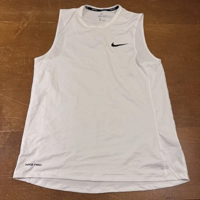 Camisa Nike Para Hombre Grande Blanca Ajustada Dri Fit Sin Mangas Tanque Pro Combat Foto 1 de 4
