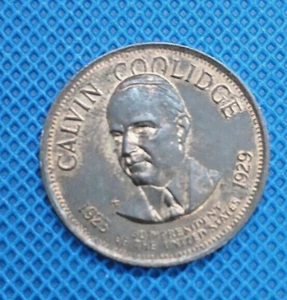 Calving Coolidge US Präsident Medaille Münze Bronzemedaille mit Schilfrand gedämpft - Bild 1 von 2