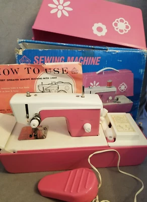 VTG 1960's Crystal Portable Sewing Machine w/ box & instructions, Japan- WORKING - Image 1 of 4