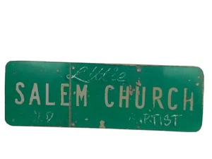 Vintage SALEM CHURCH Highway Road Sign Large 12"X 36" Unique Reflective - Picture 1 of 7