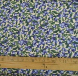 Blueberries on Cream Fabric 100% Cotton by Fabric Arts By the Yard - Picture 1 of 1