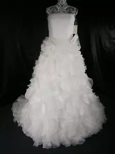 Two by Rosa Clara Wedding Dress Ball Gown 12 Ivory Organza Ruffles Ruched NWT - Picture 1 of 19