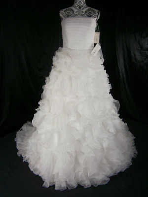 Two by Rosa Clara  Wedding Dress Ball Gown 12 Ivory Organza Ruffles Ruched NWT - Image 1 of 4