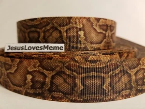 Grosgrain Ribbon Snake Skin Pattern Reptiles Rattle Snake Water Moccasin, 7/8" - Picture 1 of 1