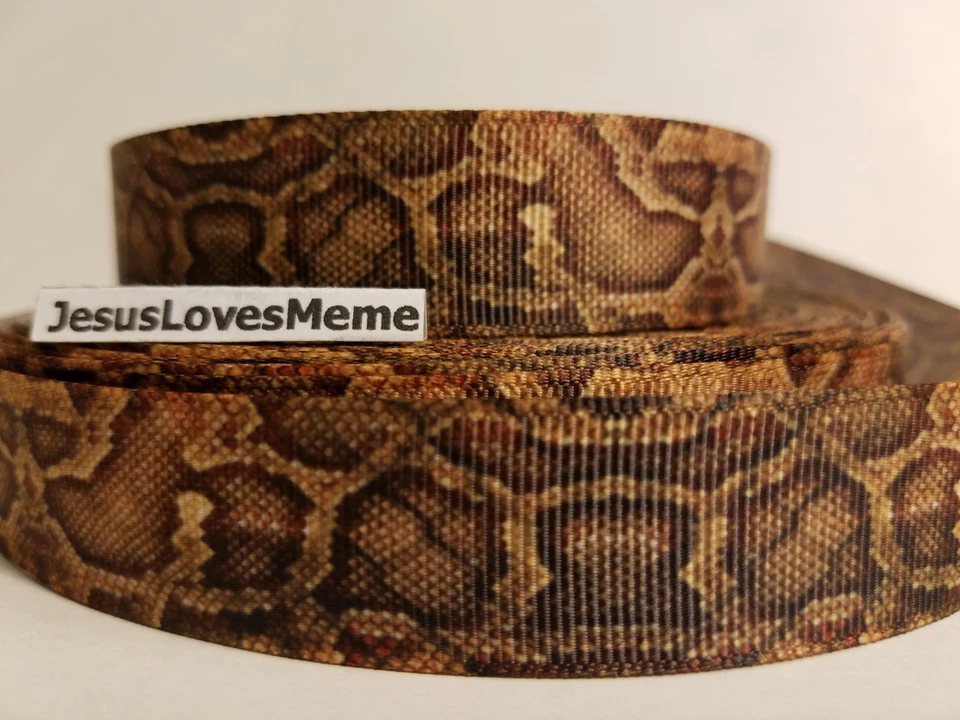 Grosgrain Ribbon Snake Skin Pattern Reptiles Rattle Snake Water Moccasin, 7/8" - Image 1 of 1