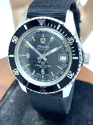 Reloj para hombre Sicura Rallye GT vintage suizo cuerda manual esfera negra 38 mm nailon Foto 1 de 4