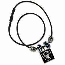 NFL LAS VEGAS RAIDERS LIFETILE CORD NECKLACE WITH BEADS NEW