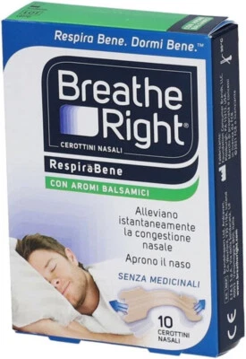 10X CEROTTI NASALI BREATHE RIGHT ORIGINAL RESPIRA BENE CON AROMI BALSAMICI