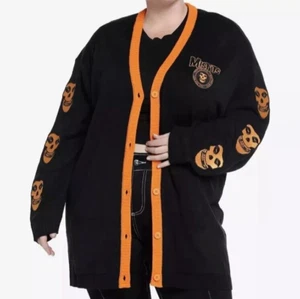 Misfits Band Fiend Skull Embroidered Cardigan Sweater Top Womens Size XL NWT - Picture 1 of 8