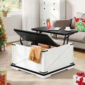 Square Lift Top Coffee Table w/ Hidden Compartment Storage Flip Top Center Table - Picture 1 of 8