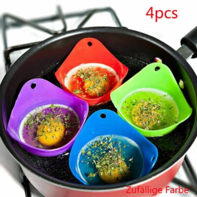 4x Silikon-Eierkocher Koch Pochieren Pods Küche Kochgeschirr Pochierte Baking - Bild 1 von 4